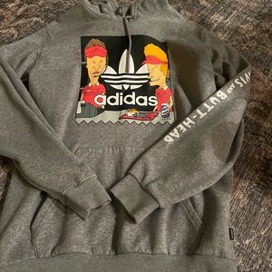 Adidas Beavis and Butt-Head Men's Hoodie Limited Edition Gray Size Medium M RARE